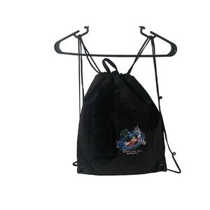 Walt Disney World Vintage Where Magic Lives Drawstring Black Backpack Cinch Bag